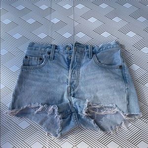 light washed denim shorts , handmade !